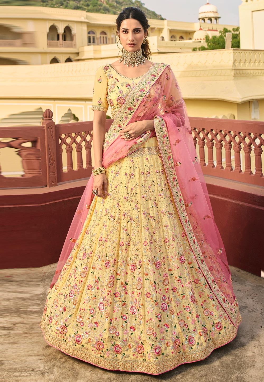 Yellow Organza Party Wear Lehenga Choli 235949
