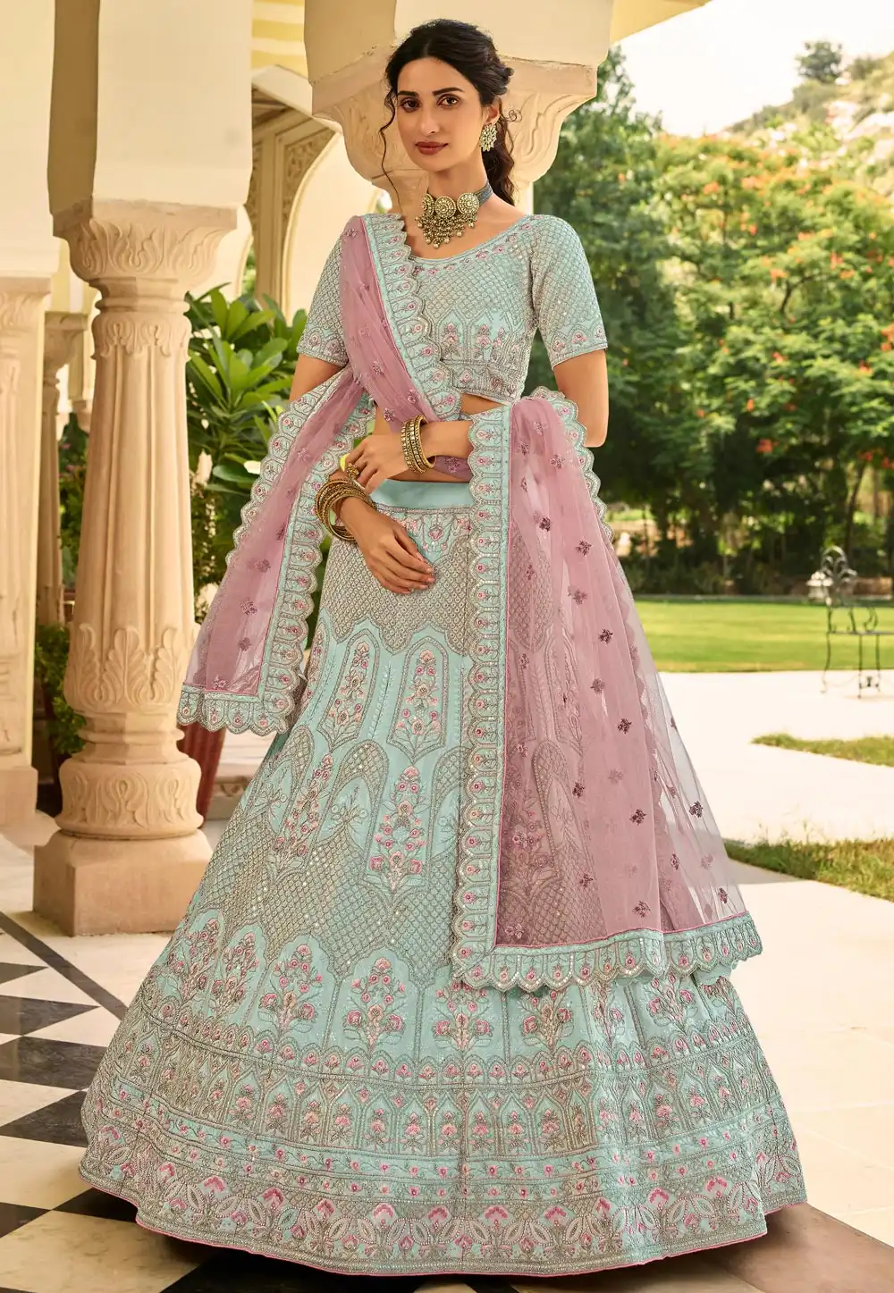 Light Green Crepe Party Wear  Lehenga Choli 238792