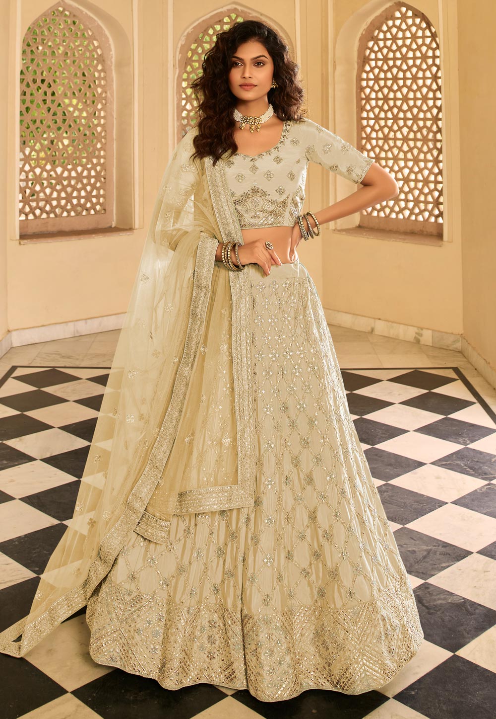 Grey Crepe Party Wear  Lehenga Choli 238794