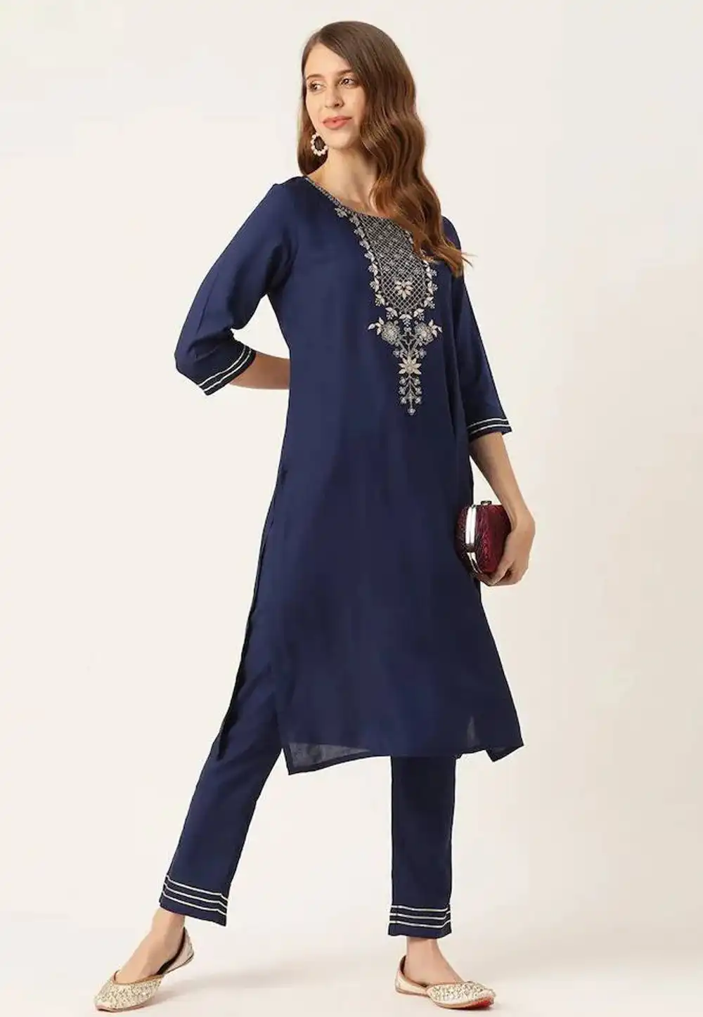 Navy Blue Rayon Kurta Set With Pant 252913