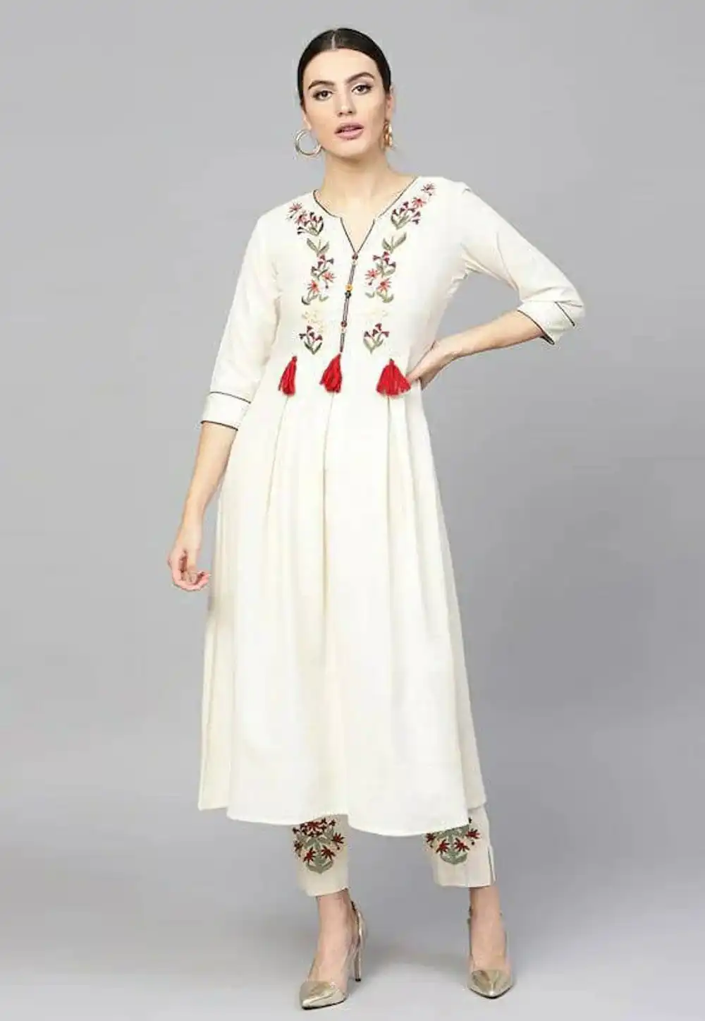 Off White Rayon Kurta Set With Pant 252917
