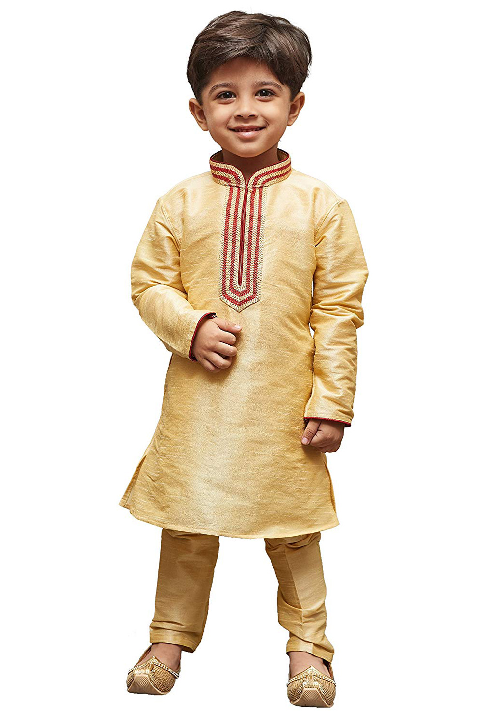 Beige Dupion Silk Readymade Kurta Pajama 198582