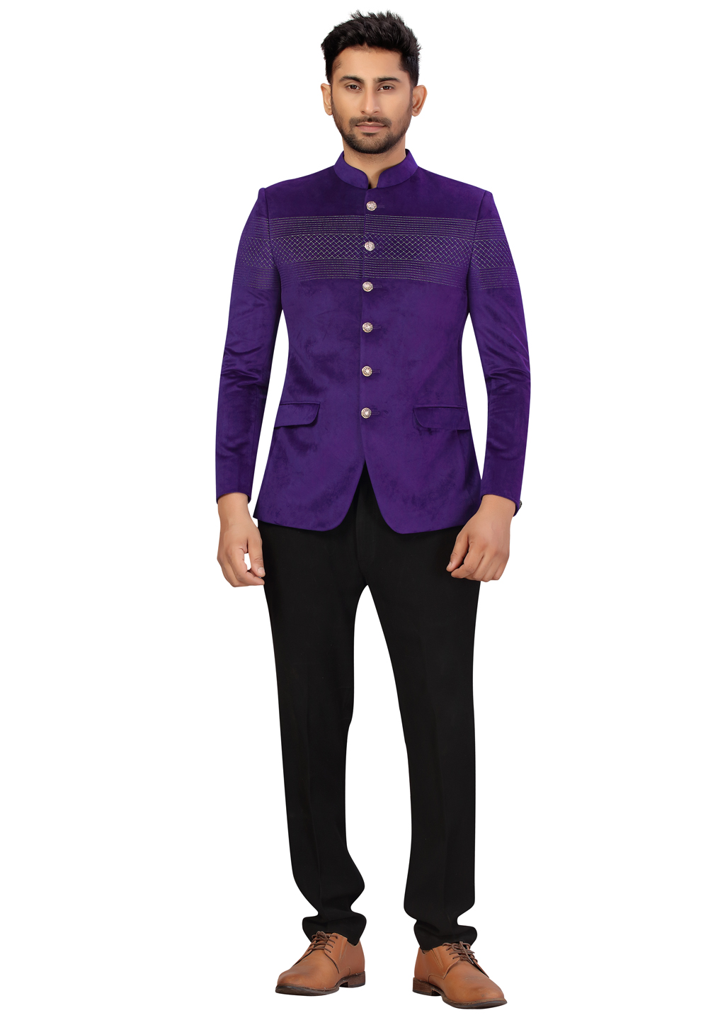 Blue Velvet Jodhpuri Suit 231102