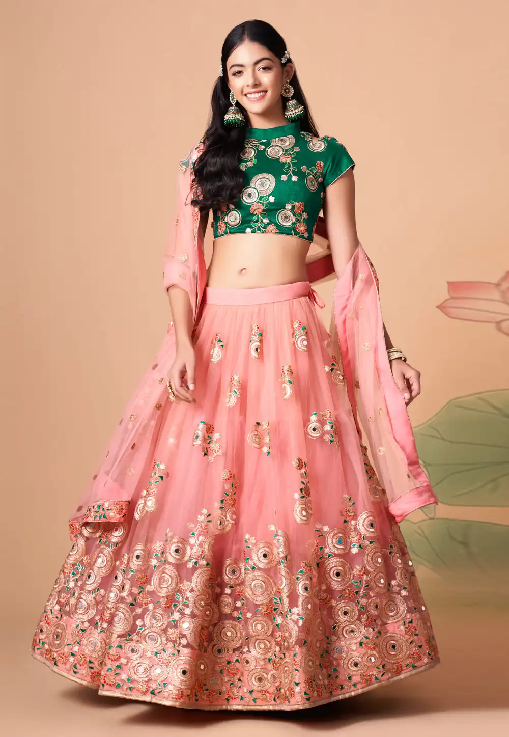 Pink Soft Net Circular Lehenga Choli 259149
