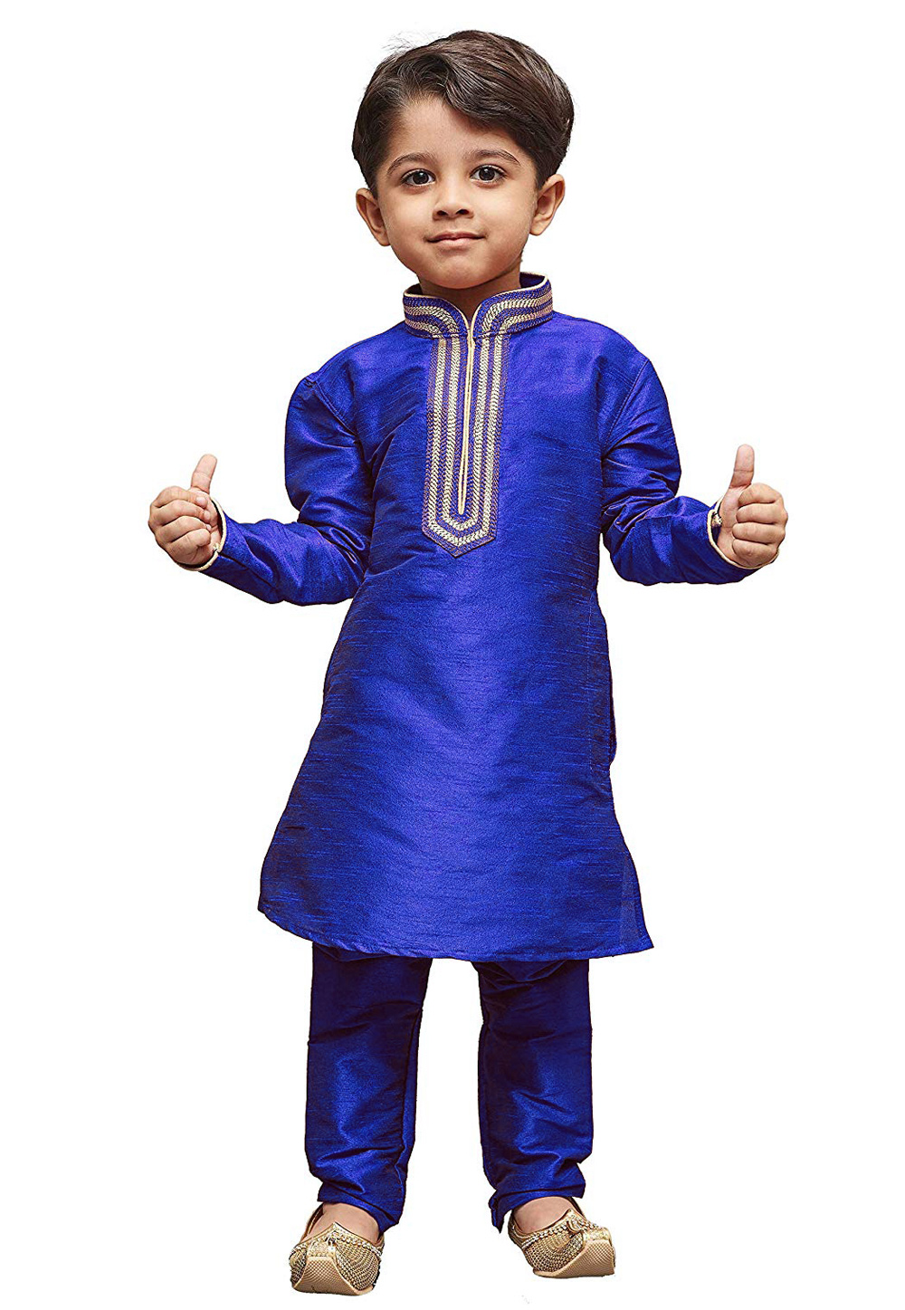 Blue Dupion Silk Kids Kurta Pajama 216237