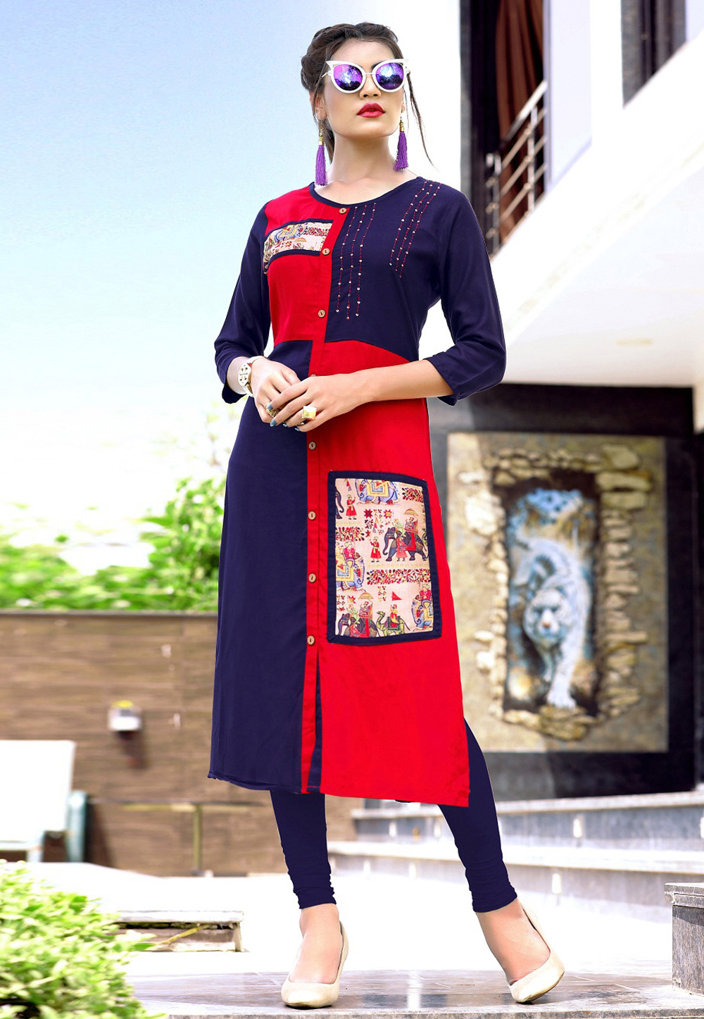Blue Rayon Readymade Tunic 183511