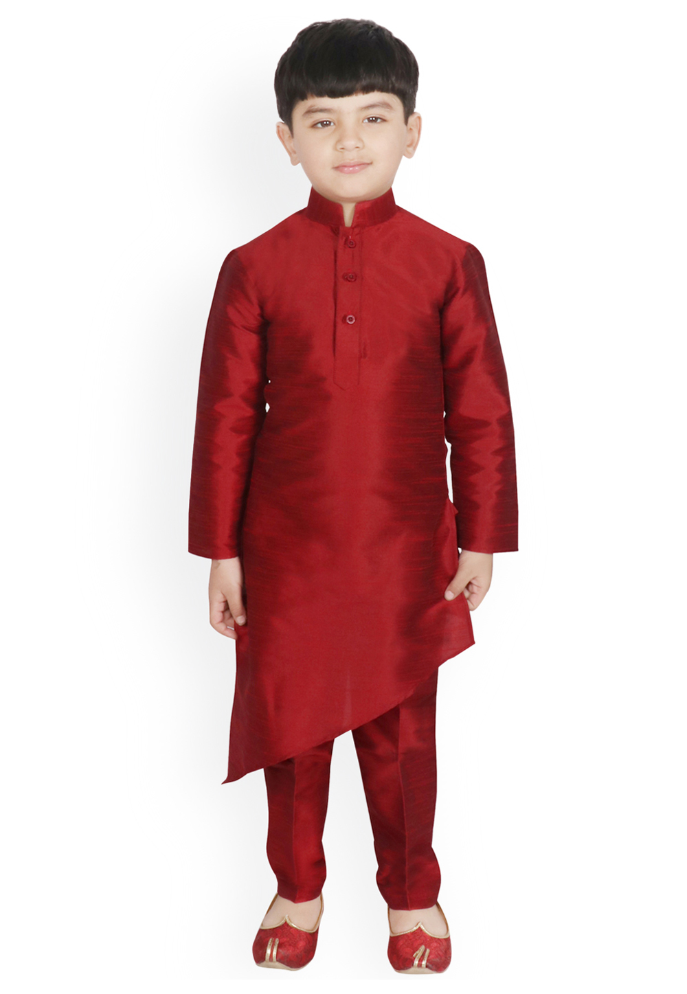Maroon Dupion Silk Readymade Kurta Pajama 198585