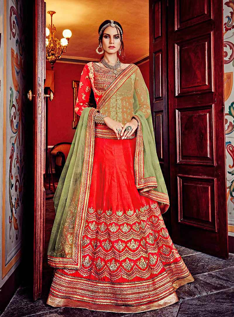 Red Bhagalpuri Wedding Lehenga Choli 69730