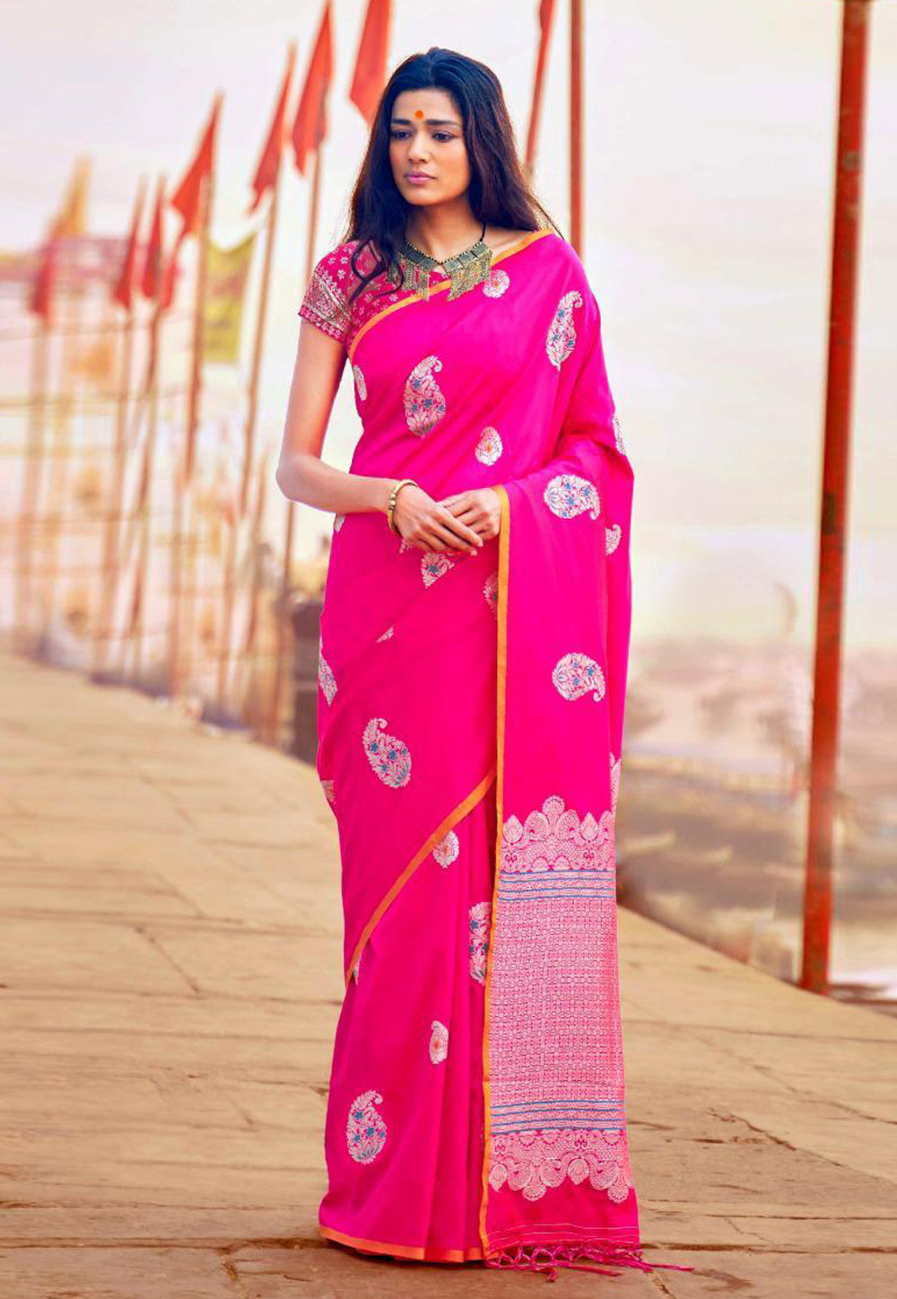 Magenta Silk Festival Wear Saree 157383
