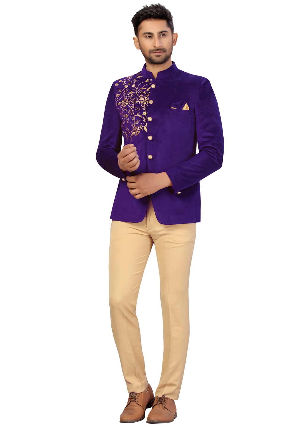 Blue Velvet Jodhpuri Suit 231103