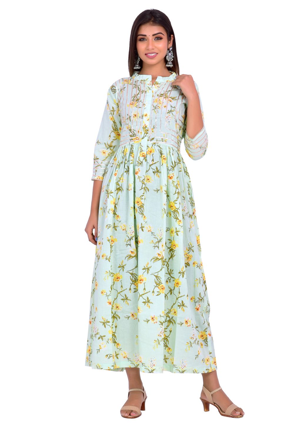 Light Green Cotton Readymade Kurti 197696