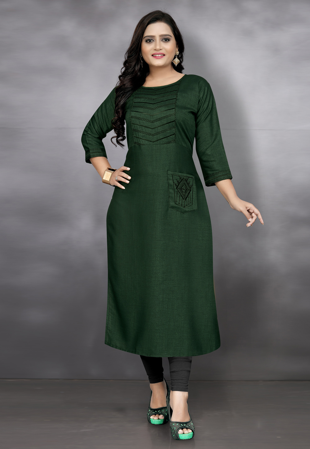 Green Rayon Kurti 236331