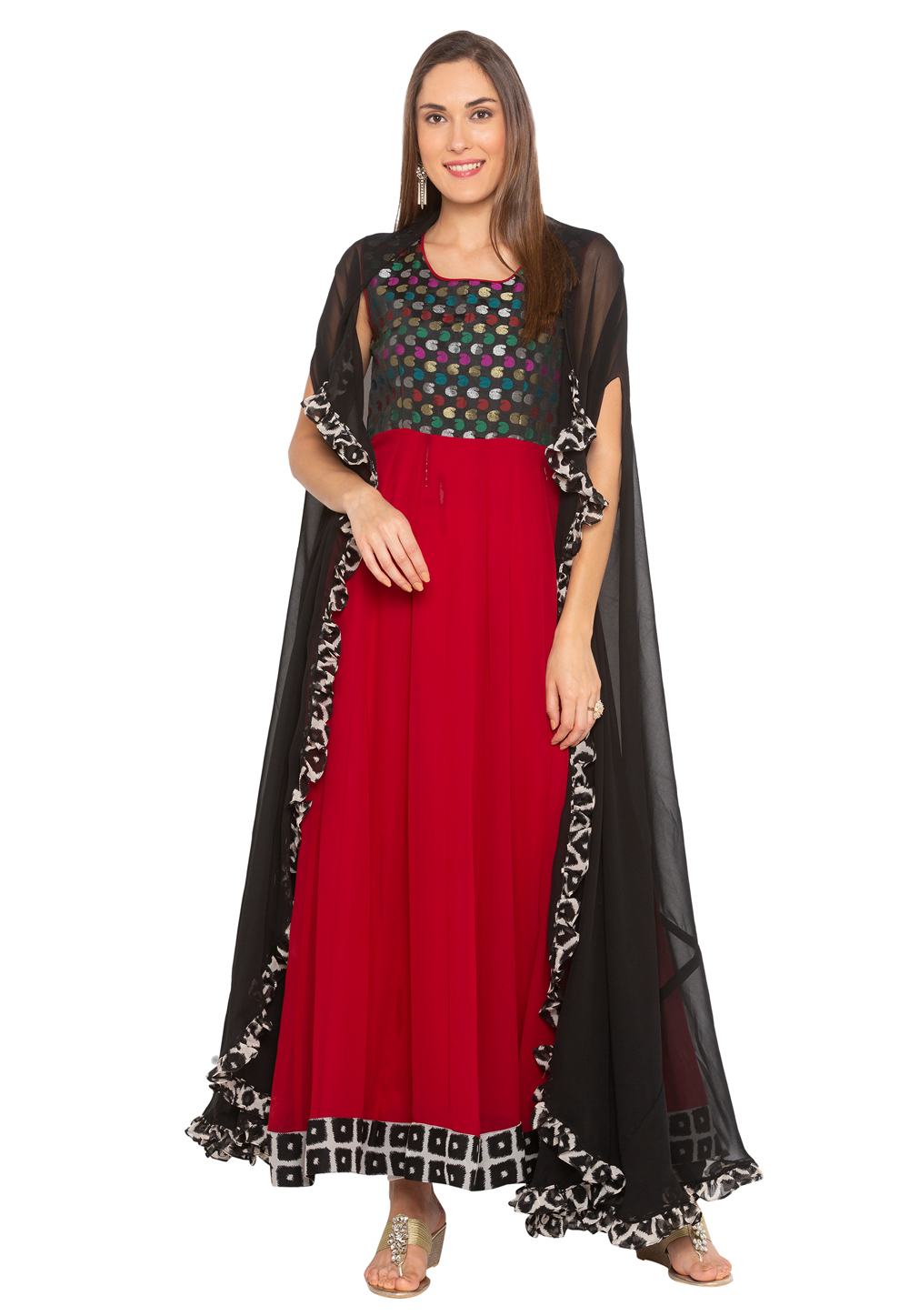 Magenta Georgette Readymade Anarkali Suit 183983