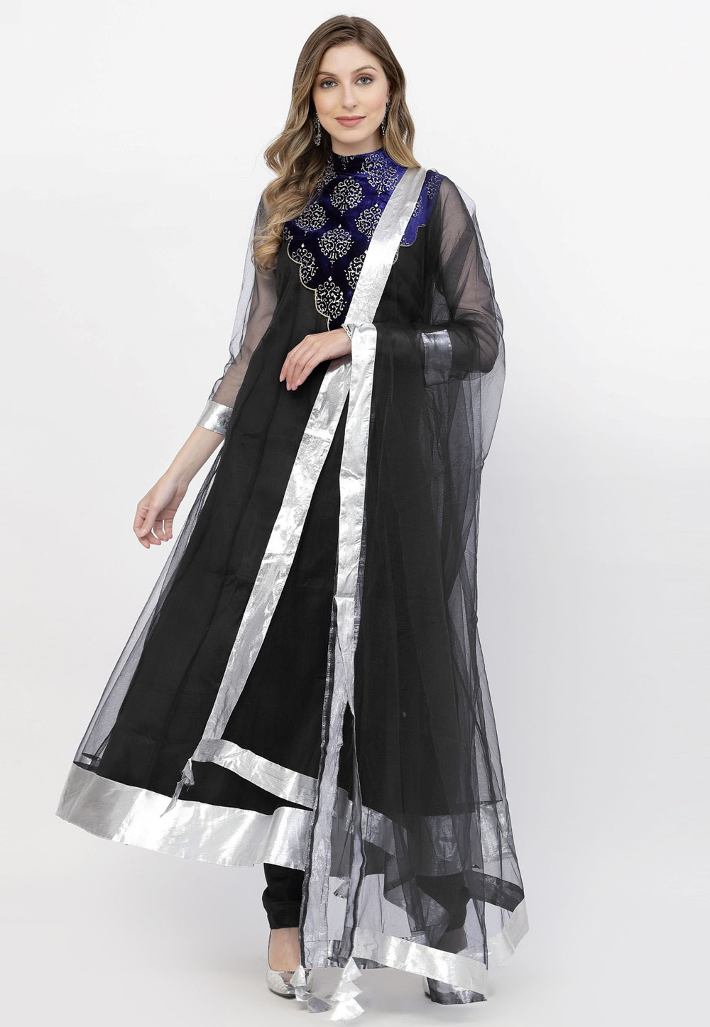 Black Net Readymade Anarkali Suit 257718