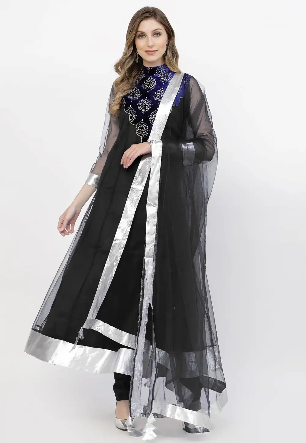 Black Net Readymade Anarkali Suit 257718