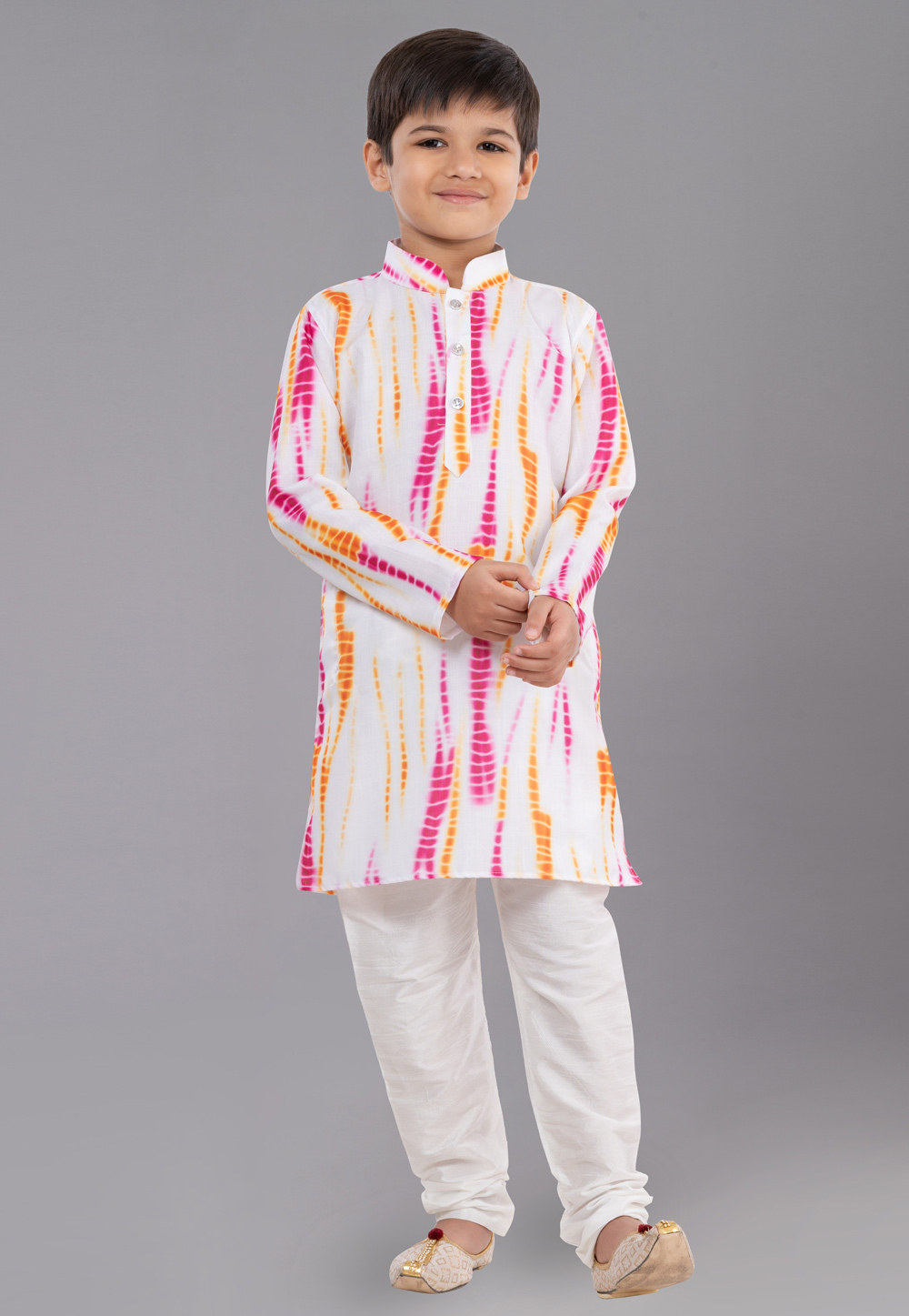 White Cotton Readymade Kids Kurta Pajama 260687