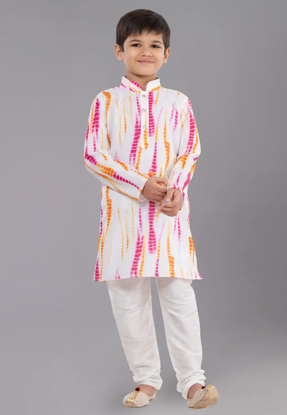 White Cotton Readymade Kids Kurta Pajama 260687