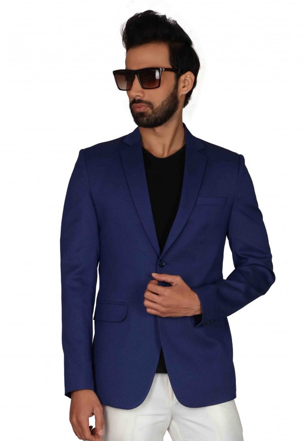 Blue Viscose Readymade Blazer 231312
