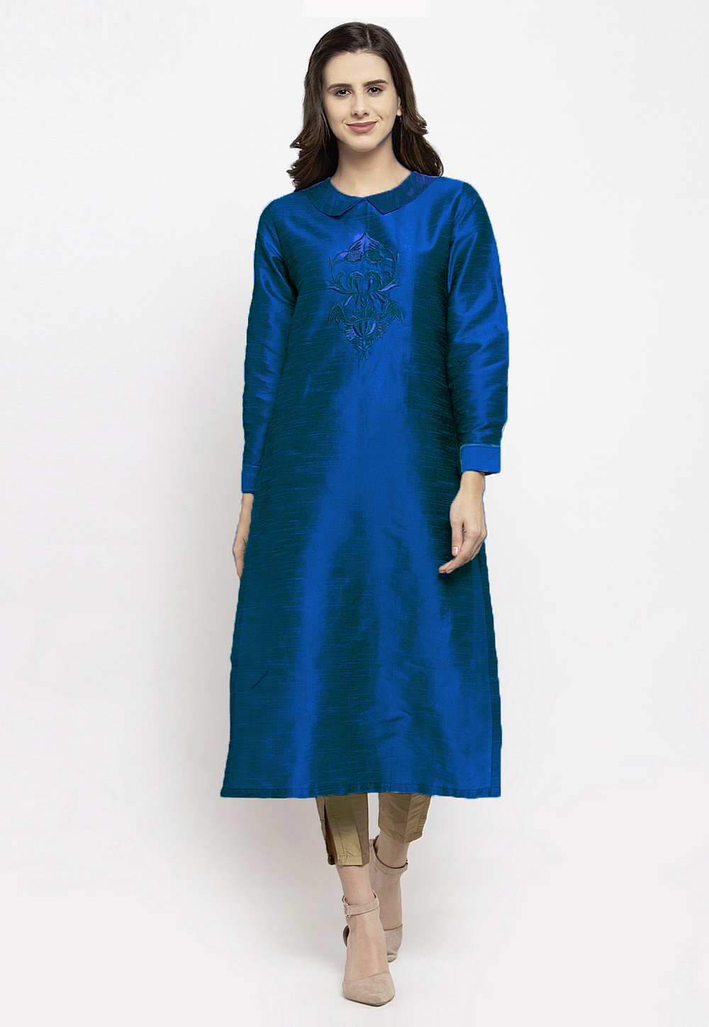 Blue Dupion Silk Kurta Set With Pant 218391