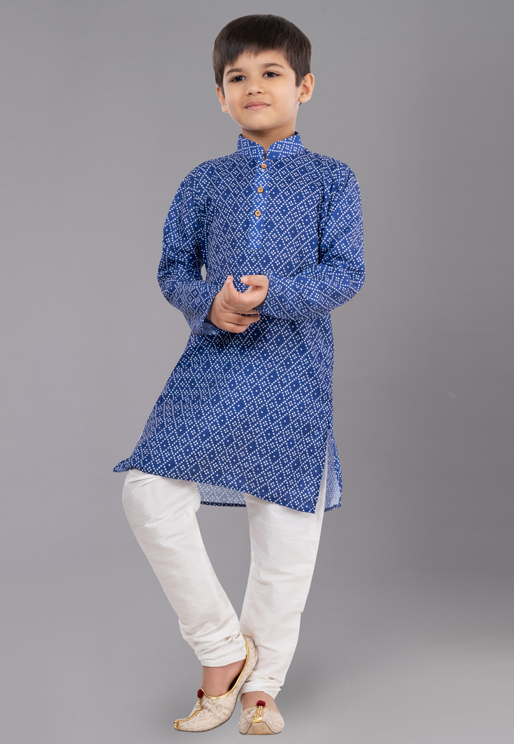 Blue Cotton Readymade Kids Kurta Pajama 260693