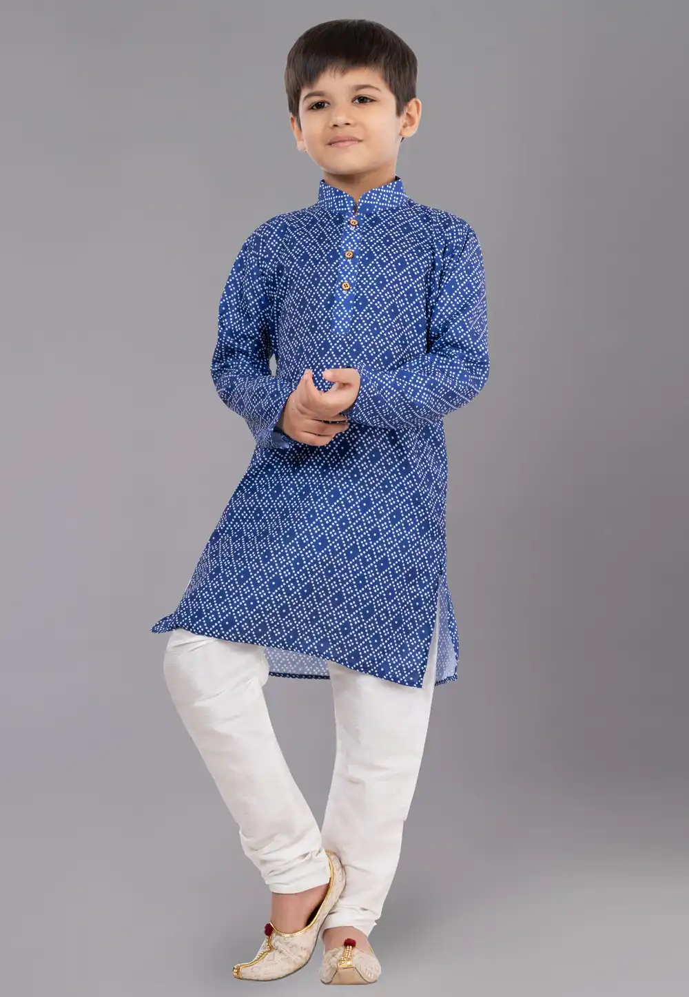 Blue Cotton Readymade Kids Kurta Pajama 260693