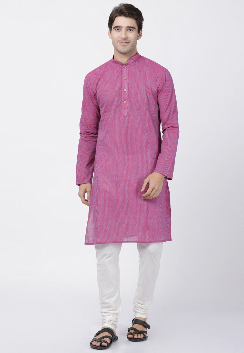 Pink Cotton Readymade Kurta Pajama 184423
