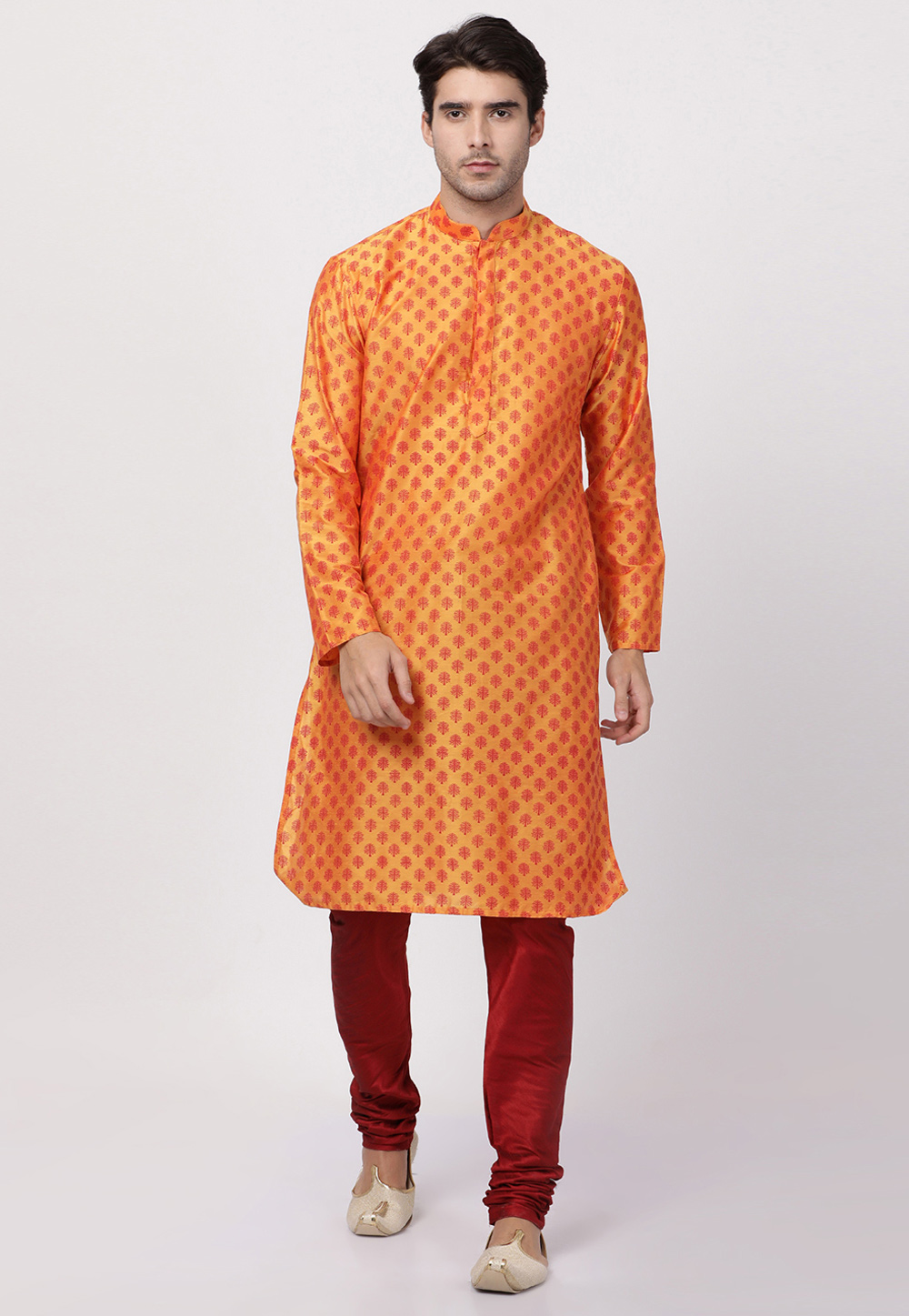 Orange Cotton Readymade Kurta Pajama 184431