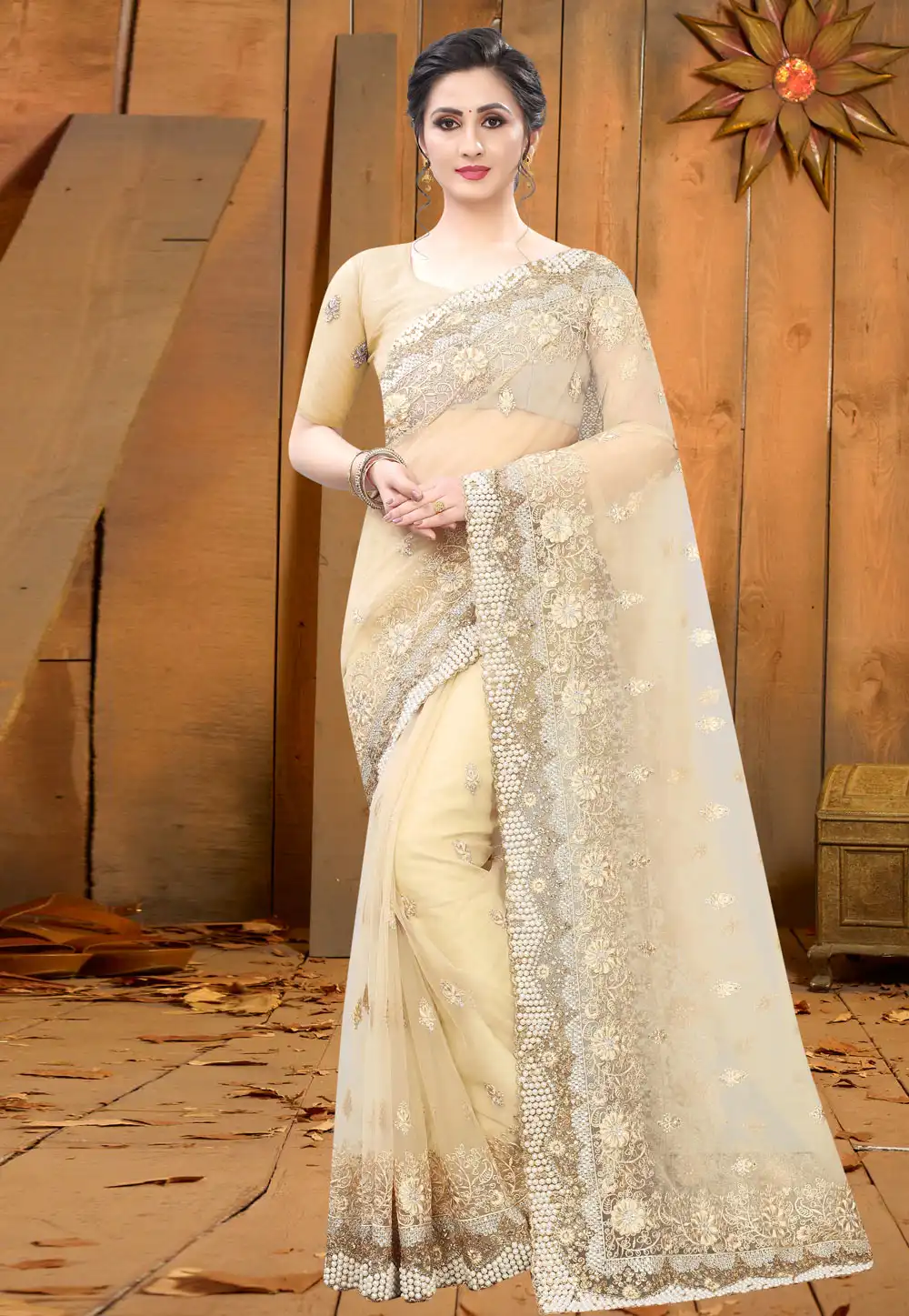 Yellow Net Saree With Blouse 214023