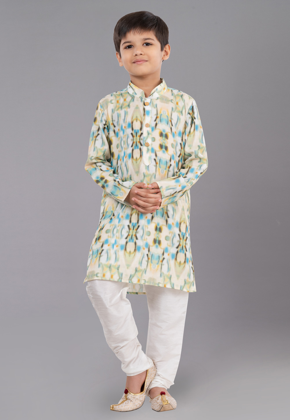 Off White Cotton Readymade Kids Kurta Pajama 260696