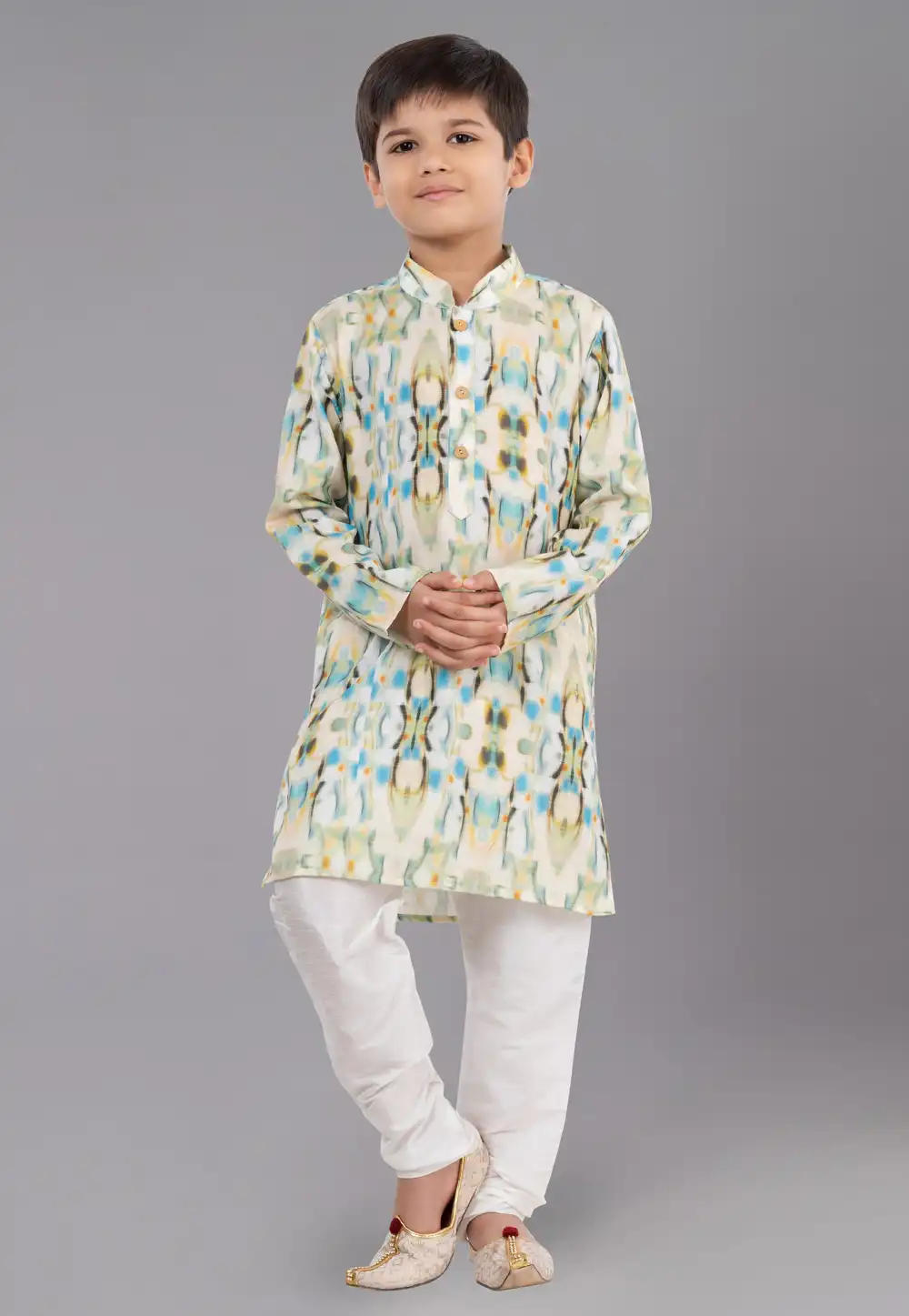 Off White Cotton Readymade Kids Kurta Pajama 260696