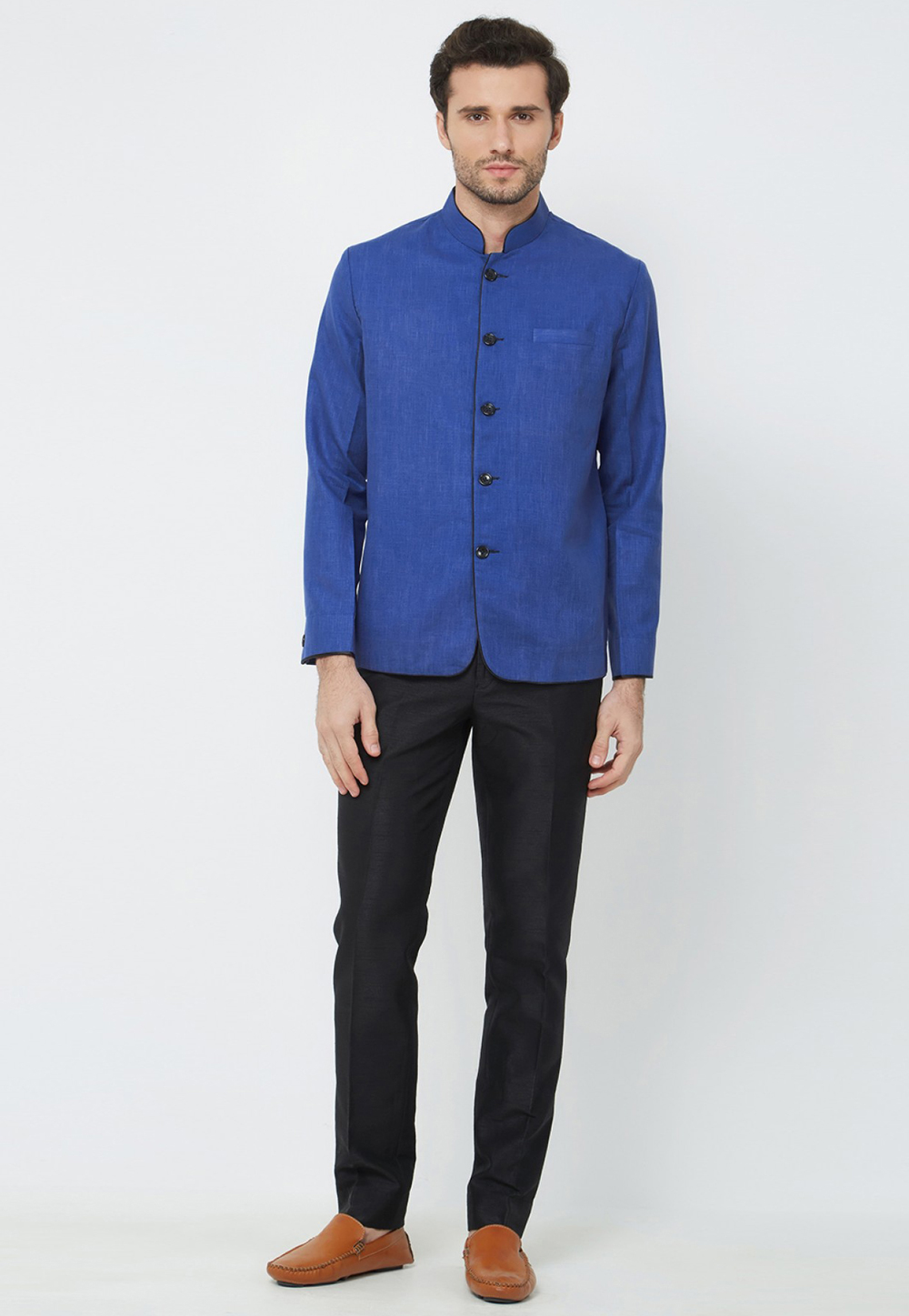 Blue Linen Jodhpuri Suit 231104