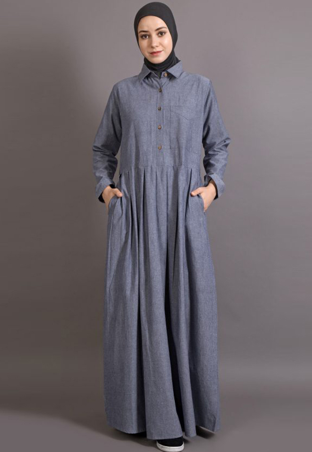 Grey Cotton Readymade Abaya 199080
