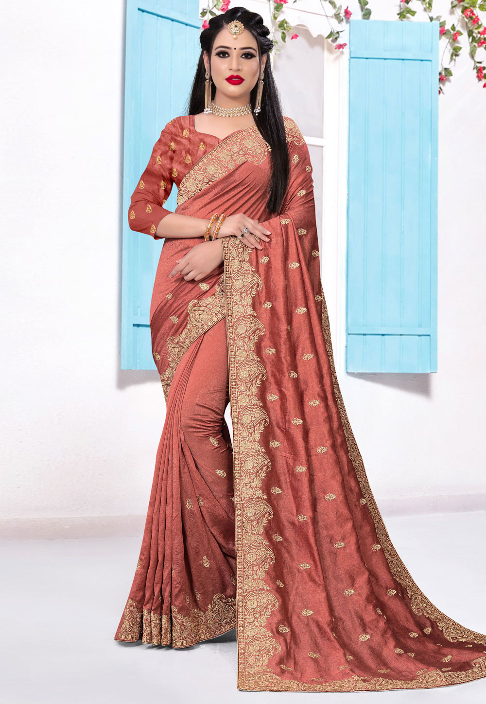 Peach Silk Saree With Blouse 214434