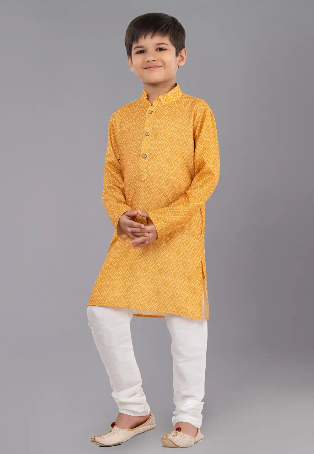 Yellow Cotton Readymade Kids Kurta Pajama 260703
