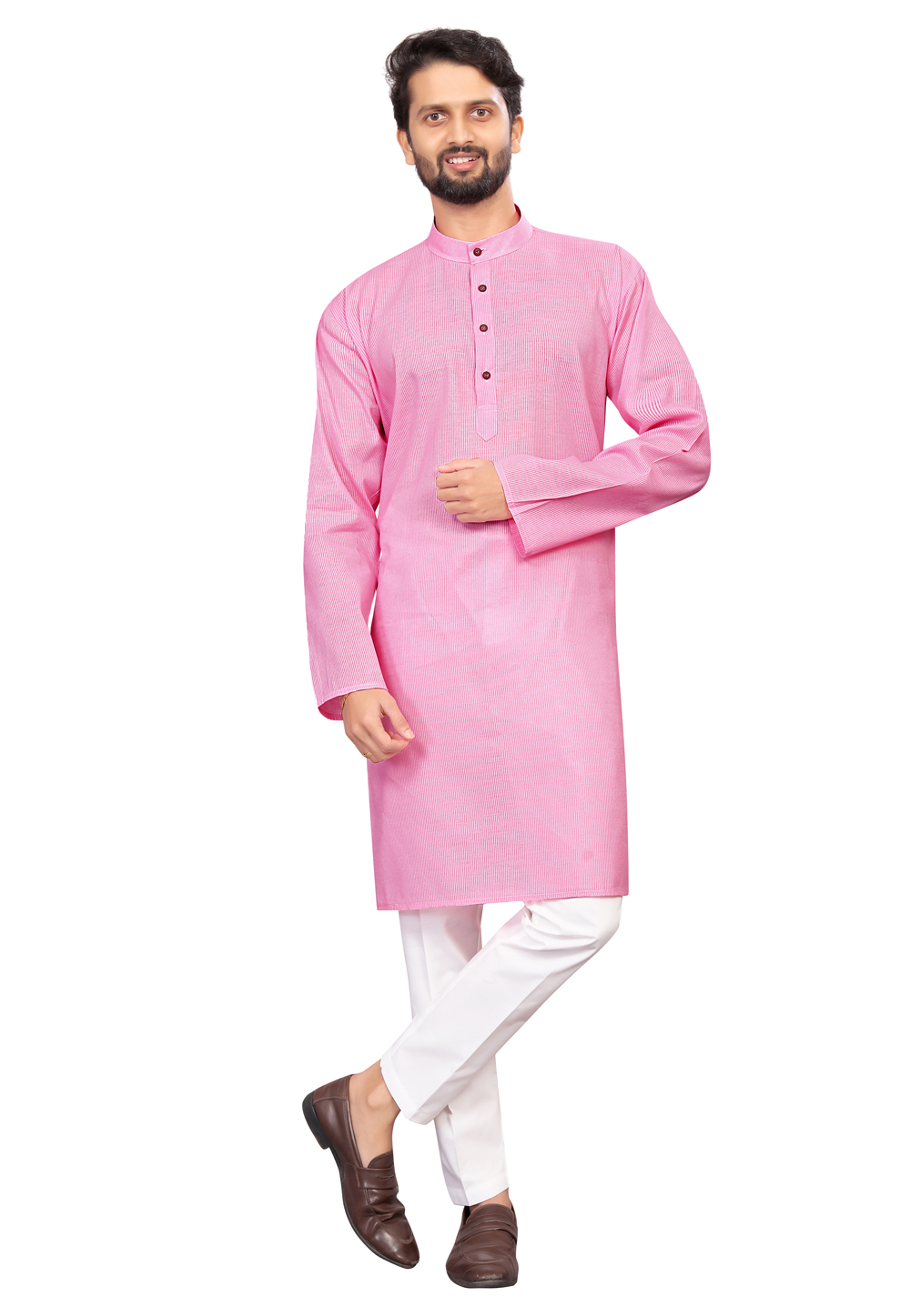 Pink Cotton Kurta Pajama 248389