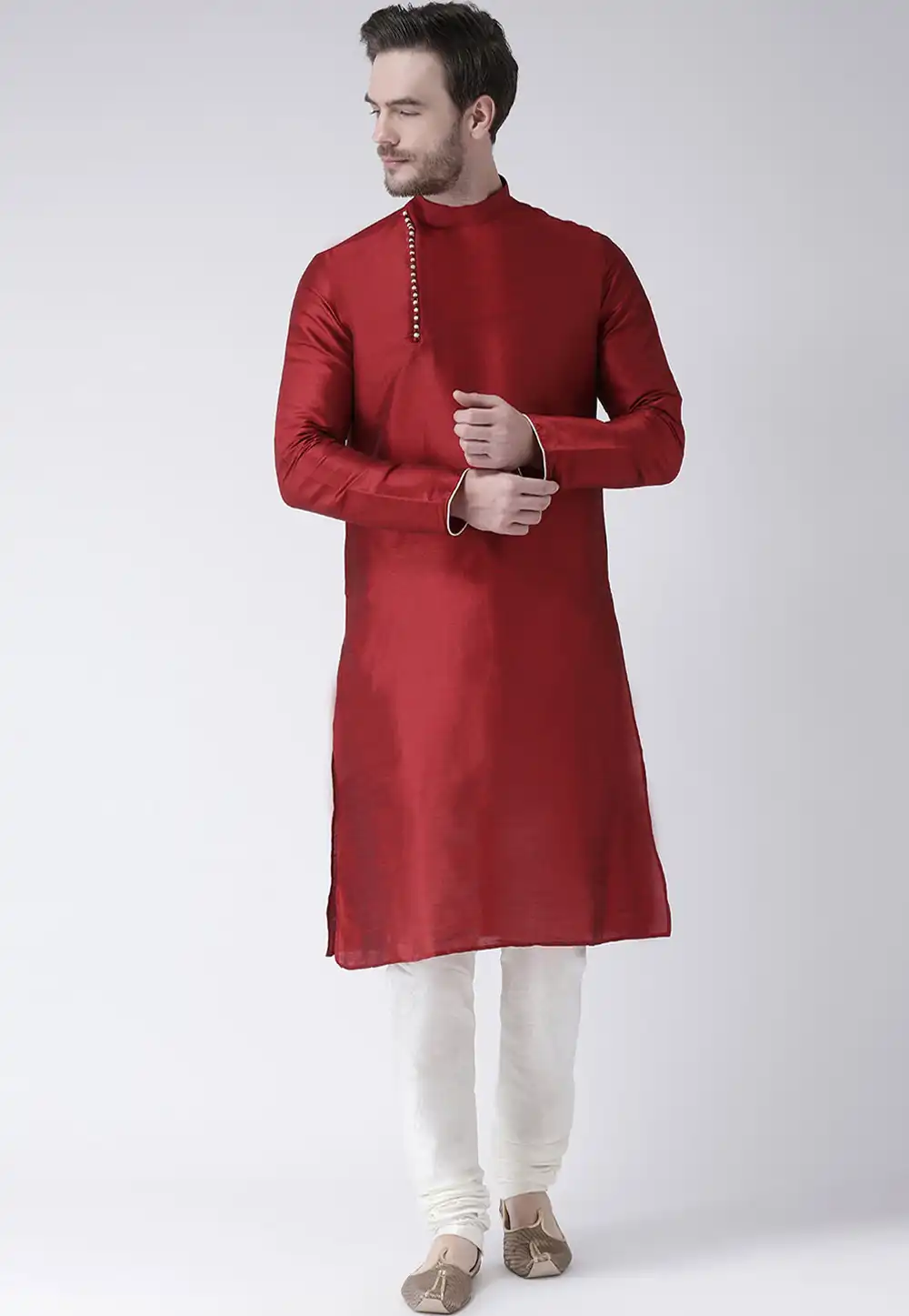 Maroon Dupion Silk Readymade Kurta Pajama 201539