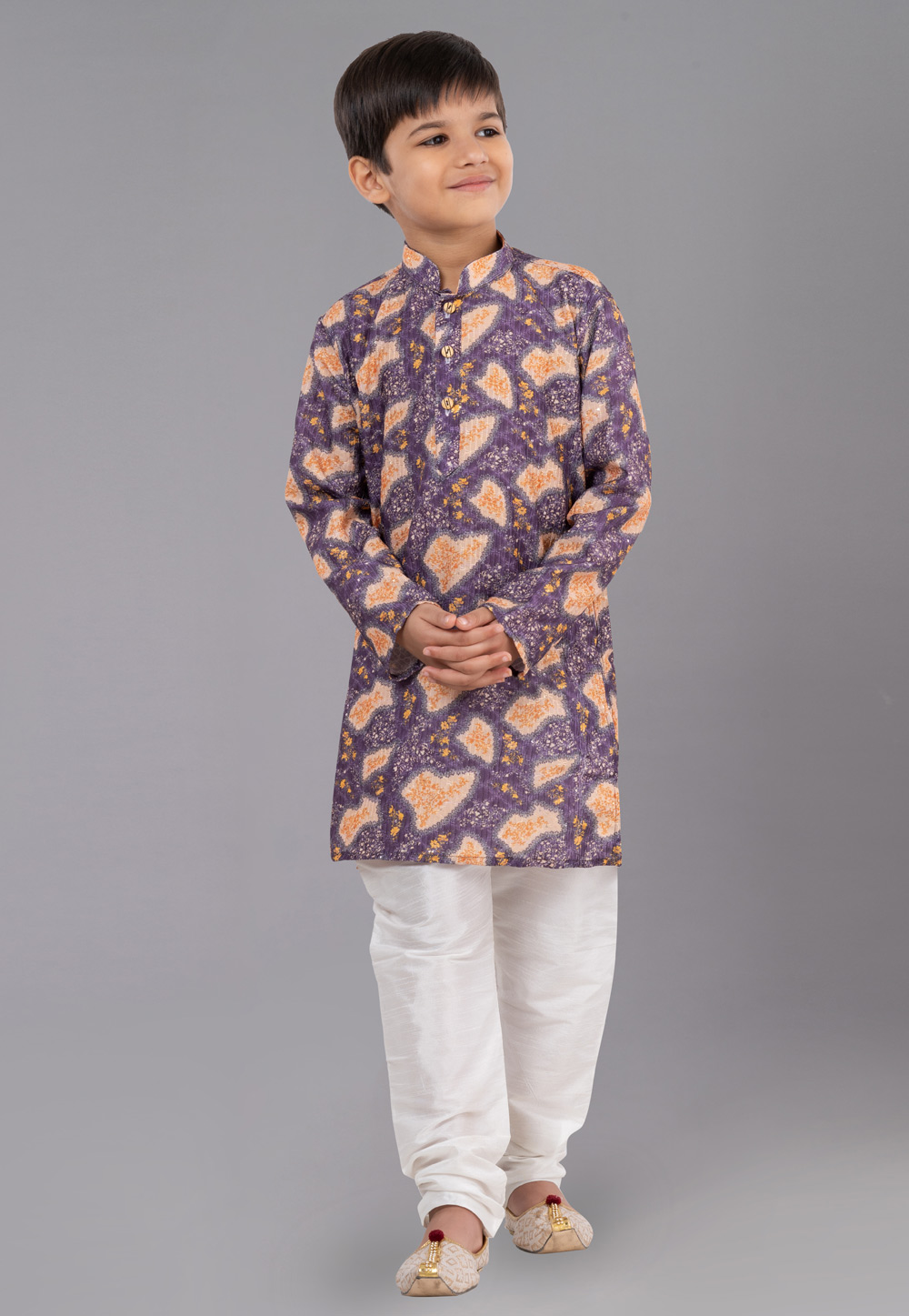 Purple Polyester Readymade Kids Kurta Pajama 260671