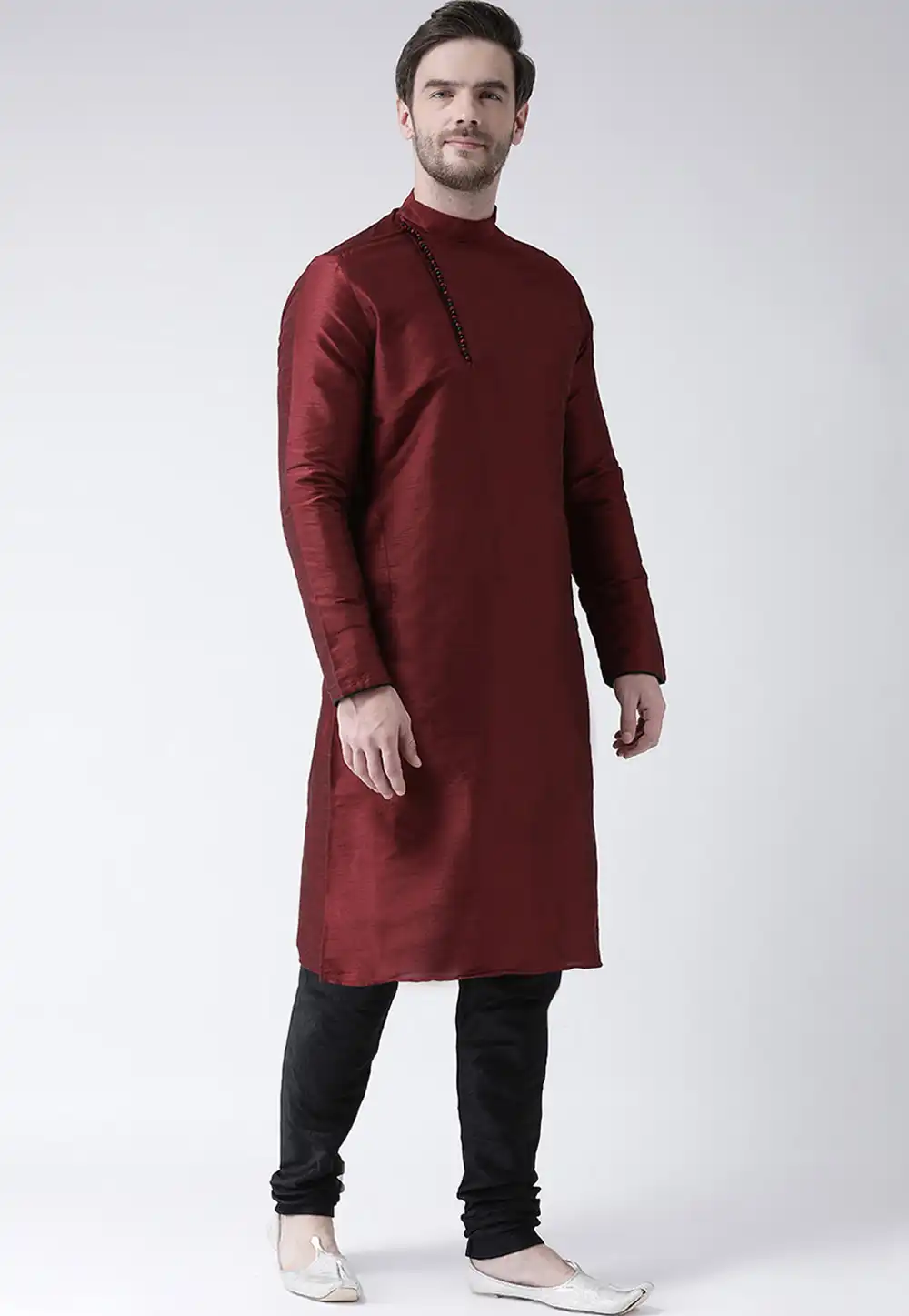 Maroon Dupion Silk Readymade Kurta Pajama 201544