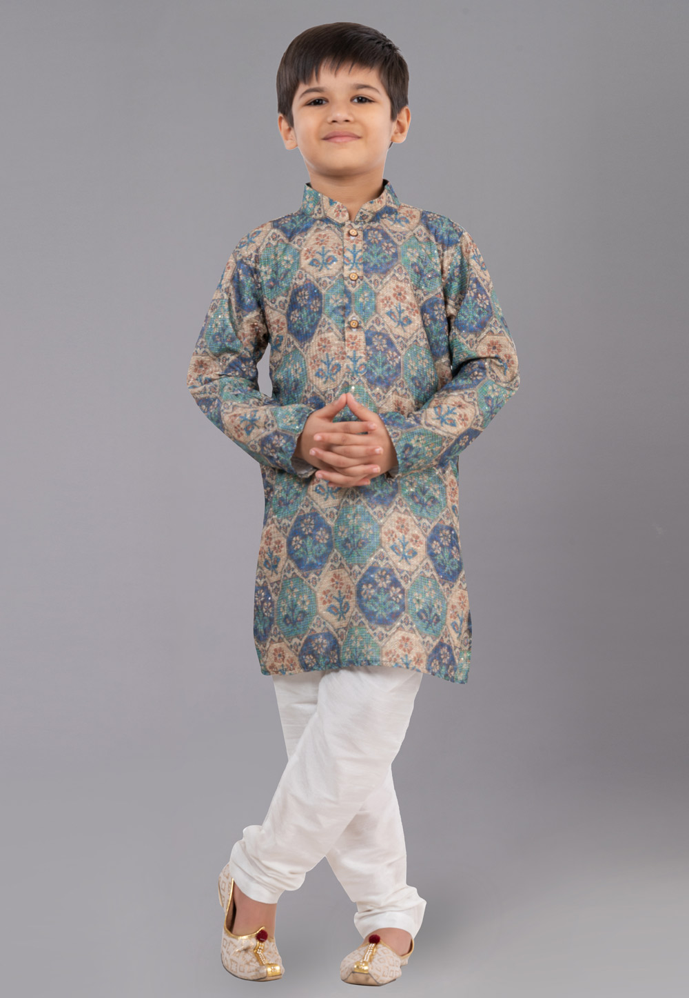 Multicolor Polyester Readymade Kids Kurta Pajama 260679