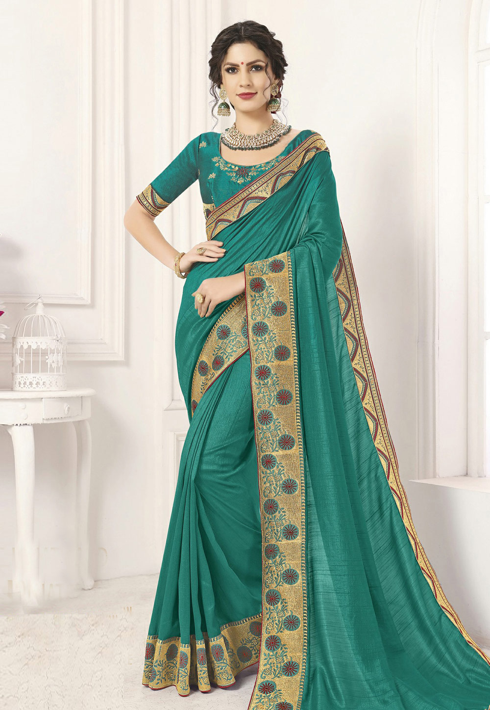 Green Silk Festival Wear Saree 186500