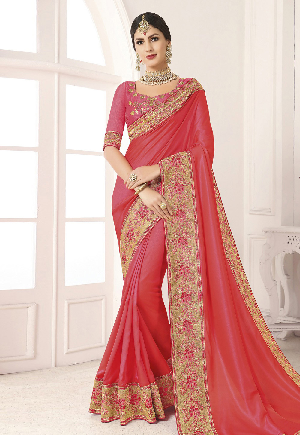 Pink Silk Festival Wear Saree 186506