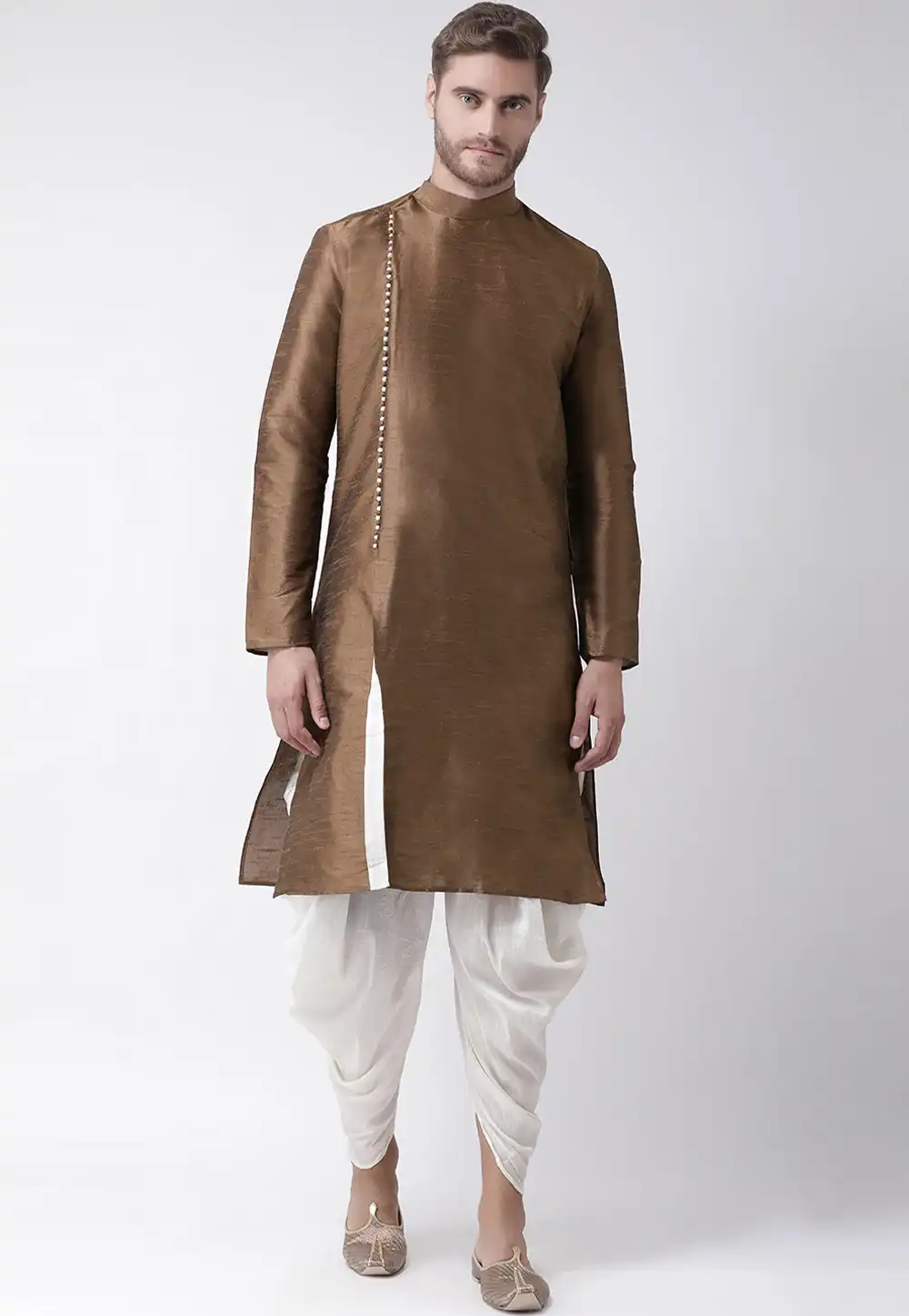 Brown Dupion Silk Readymade Dhoti Kurta 201554