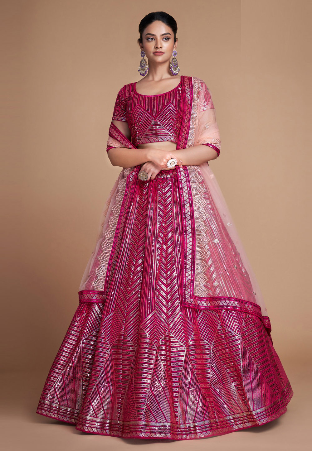 Magenta Georgette Circular Lehenga Choli 270318