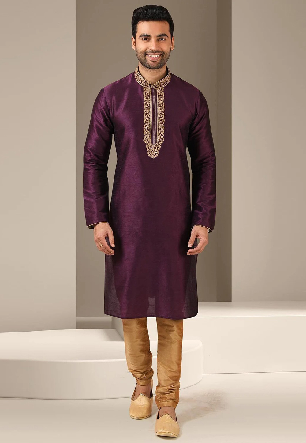 Purple Dupion Silk Kurta Pajama 262226