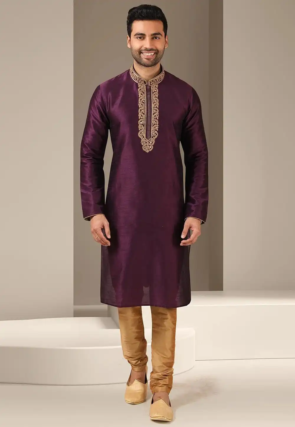 Purple Dupion Silk Kurta Pajama 262226