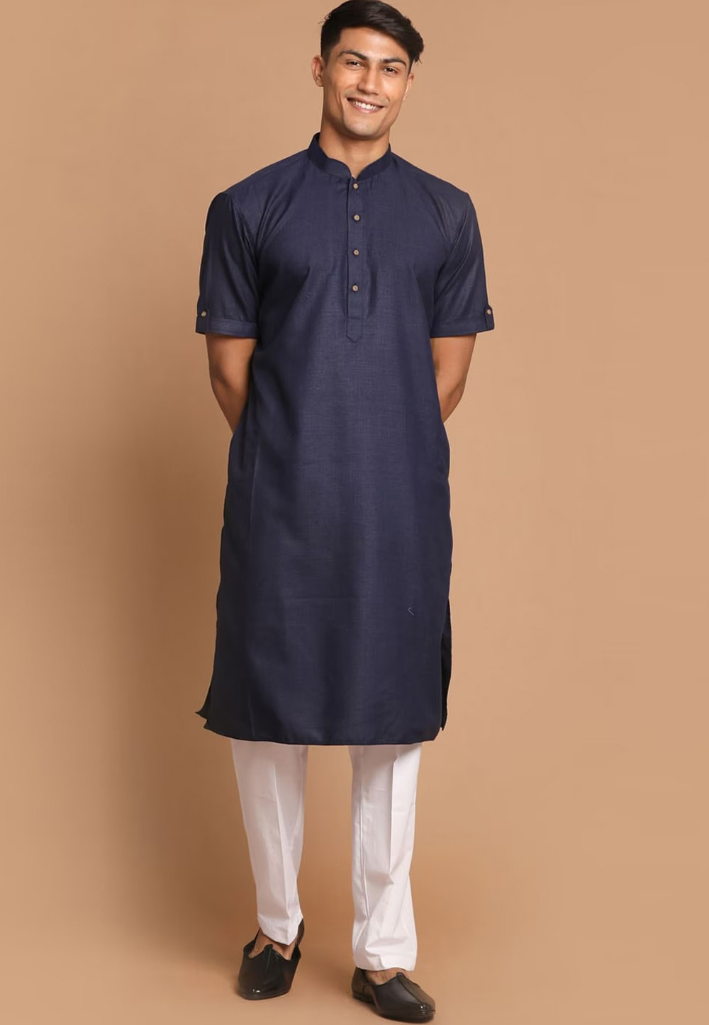 Navy Blue Cotton Kurta Pajama 262228