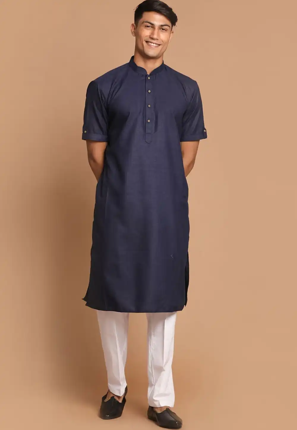 Navy Blue Cotton Kurta Pajama 262228
