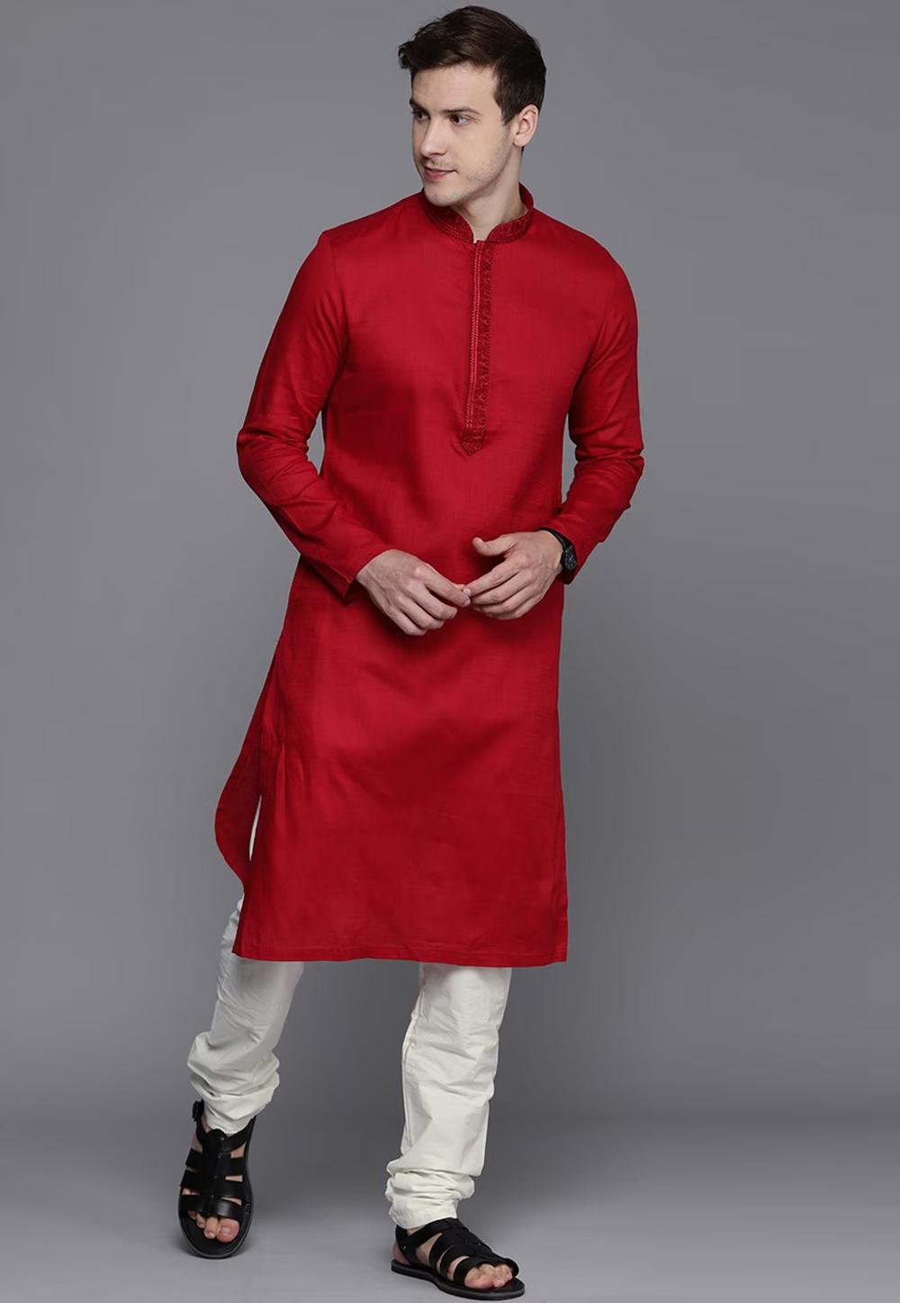 Maroon Cotton Kurta Pajama 262232