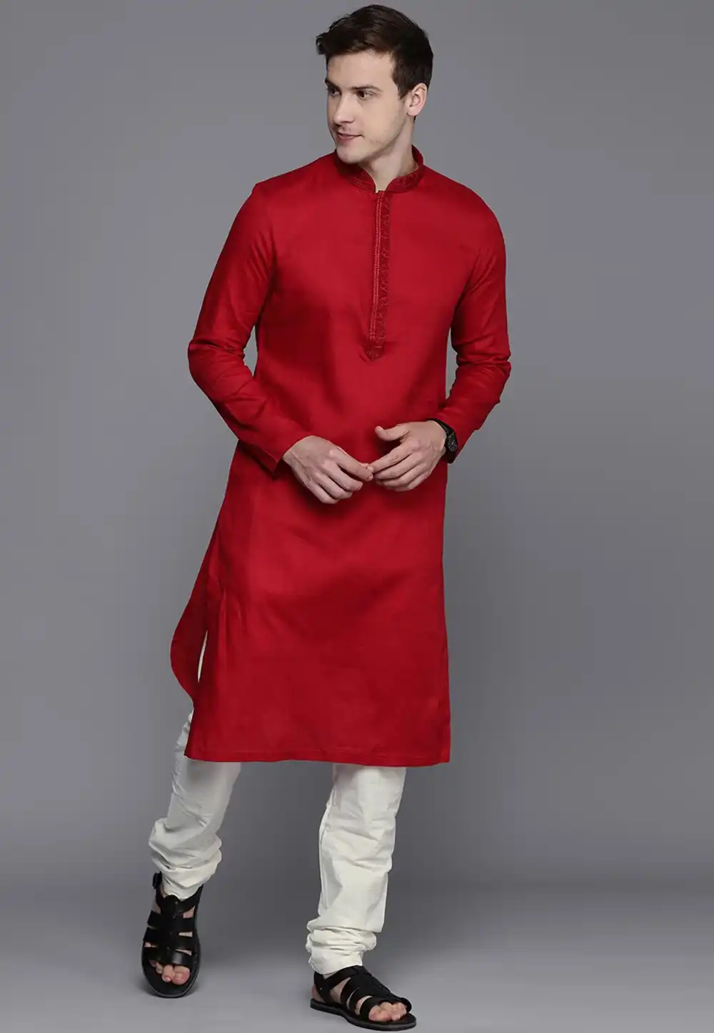 Maroon Cotton Kurta Pajama 262232