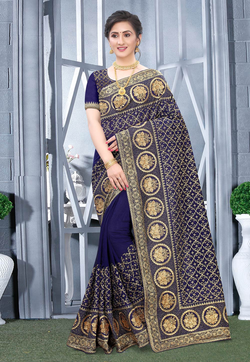 Blue Silk Festival Wear Saree 218113